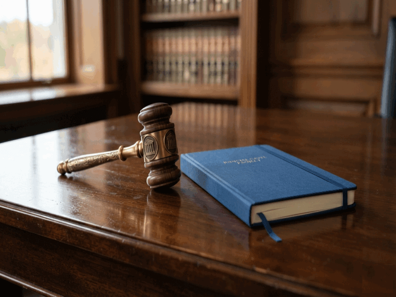 card2 Picture of a gavel and a book on a judge's desk